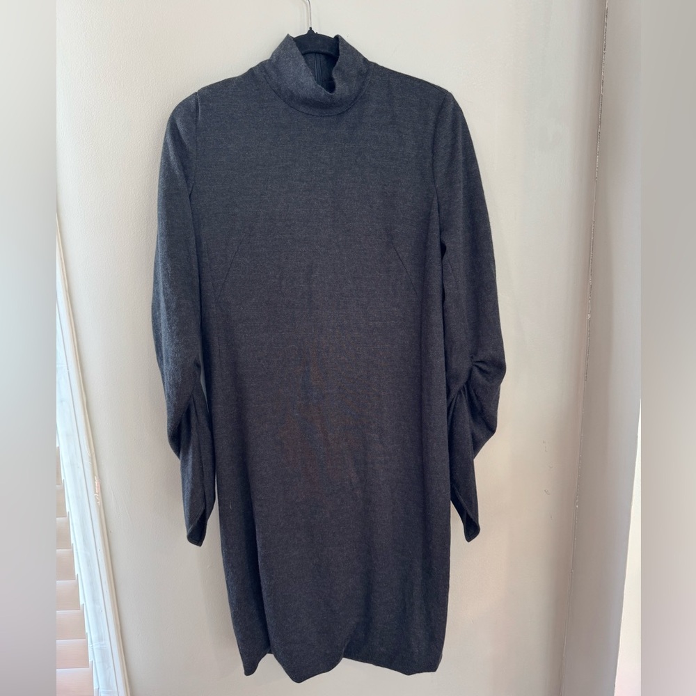Akris Punto Wool Silk Mock Neck Gray Dress Estimated Size Small